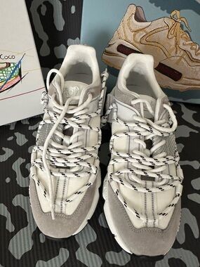 Versace Urban Hike Sneaker In Suede-Calf Leather-Fabric white